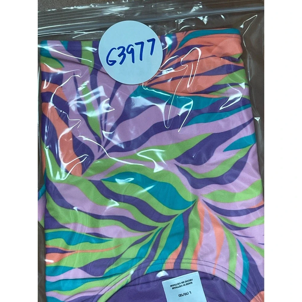Art Class Girls Long Sleeve Rash Guard Swim Top Tropical Leaf Print Purple Large